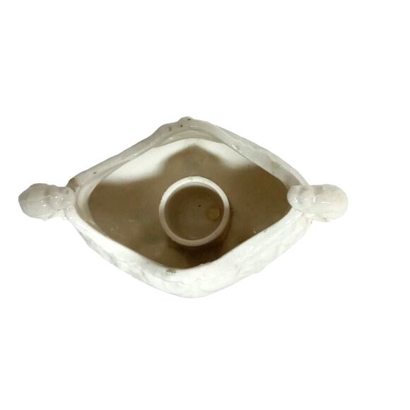 VTG Victorian Cherub Candle Holder White Majolica Pottery Angels Holiday Decor - Picture 8 of 16